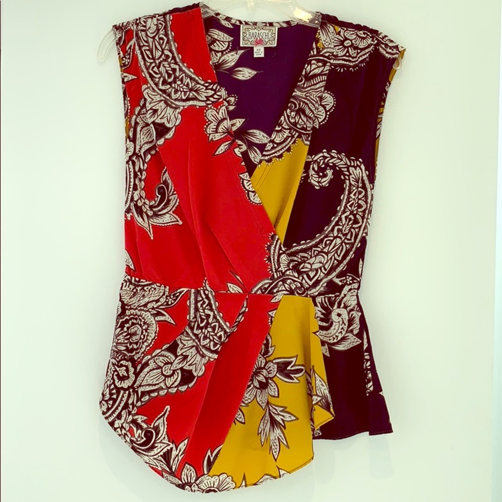 Anthropologie Baraschi Navy Rust Mustard Top XS